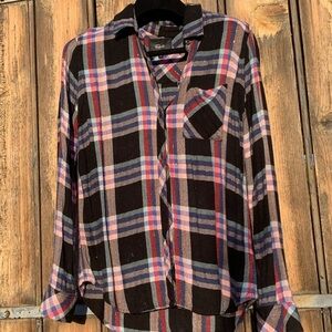 Rails Flannel Pink Black Plaid Shirt